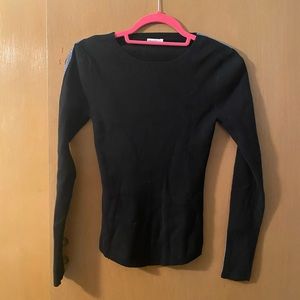 Viscose ribbed crew neck with glitter stripe along sleeve